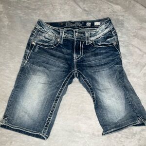 Signature Dark Blue Straight Leg Jean Shorts